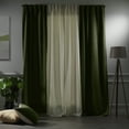 thumbnail image 4 of 3S Brother's Solid Combined Mix and Match 4 Panels Curtains with 2 Color Combination Velvet Look Hanging Back Tap & Rod Pocket Bedroom Office Windows Luxury Home Decoration 28"x84" Cream-Forest Green, 4 of 7