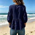 thumbnail image 5 of Loopsun Womens 3/4 Sleeve Fall Tops Fashion Solid V Neck Ruffle Puff Sleeve Shirt, 5 of 5