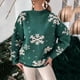 thumbnail image 2 of Suéter feo de punto con copos de nieve para mujer, suéteres casuales de cuello alto y manga larga para Navidad, prendas de punto cálidas para otoño e invierno, 2 of 5