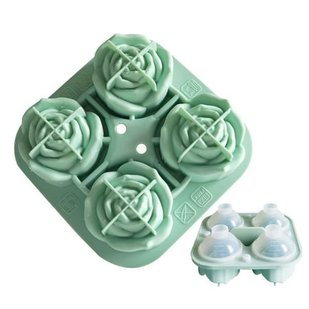 

Rose Ice Cube Mold | Flexible Silicone 3D Rose Ice Cubes Maker | 4 Cells Reusable Rose Shaped Ice Molds For Whiskey Cocktails Bourbon Vodka And Juice Beverages (Green And Pink)