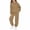 Brown, variant on Luvior Girls Hoodie and Joggers Set, Cozy Two Piece Sweatsuit, Everyday Casual, Beige, Size 14-15 Years