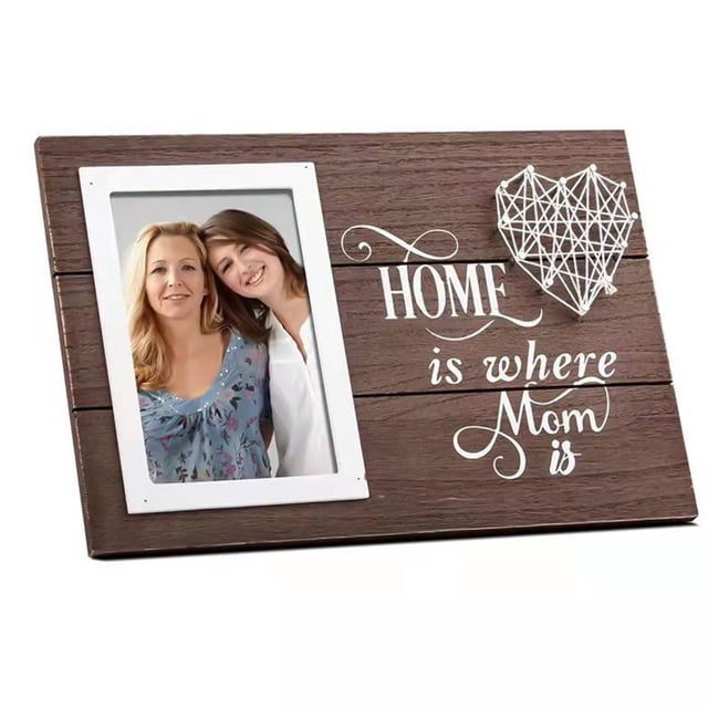 Fiudx Marco de Fotos de Madera, Elegante Material Mdf, Múltiples Opciones de Presentación, Diseño de Corazón con Cuerda, Regalo de Decoración para El Hogar, Perfecto para El Día de La Madre o Cumplea