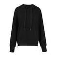 thumbnail image 3 of FASHOFT Oversized Hoodies for Women Side Slit Long Sleeve Solid Sweatshirts Lightweight Tunic Pullover Spring Fall Trendy Tops Black L, 3 of 4