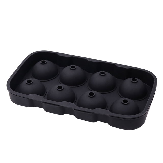 Molde de silicona Molde de bola de hielo redondo de 8 cavidades Molde para hacer cubitos de hielo para frutas Bandeja para hacer bricolaje Utensilios para hornear, Negro Jumpingount HA004937-02