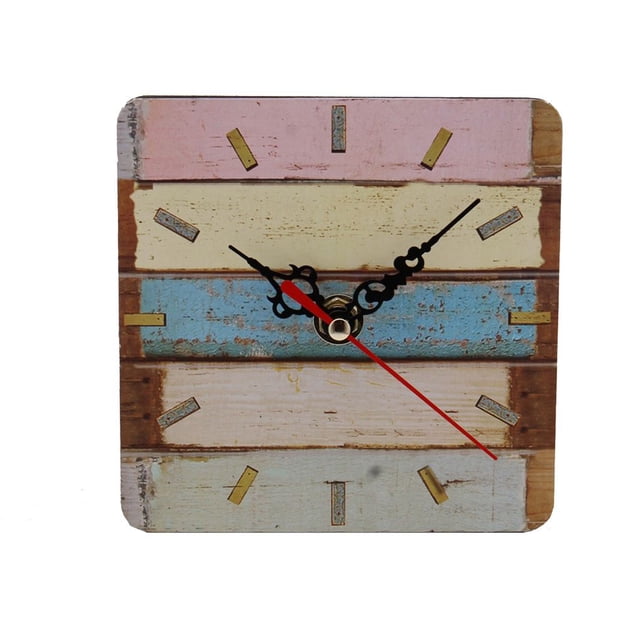 Reloj de pared de dibujos animados de estilo de madera sin tictac Retro, temporizador cuadrado, cocina, sala de estar, dormitorio Eigraketly JJ20428-03