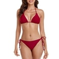 thumbnail image 5 of RELLECIGA Women's Halter Ring Triangle Bikini Sets Sexy String Bikini Two Piece Swimsuit Red Bathing Suits Size S, 5 of 5