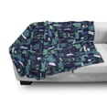 thumbnail image 3 of Contemporary Soft Flannel Fleece Throw Blanket, Artisan Grunge Murky Abstract Shapes Paintbrush Futuristic, Cozy Plush for Indoor and Outdoor Use, 50" x 60", Indigo Dark Teal, by Ambesonne, 3 of 6