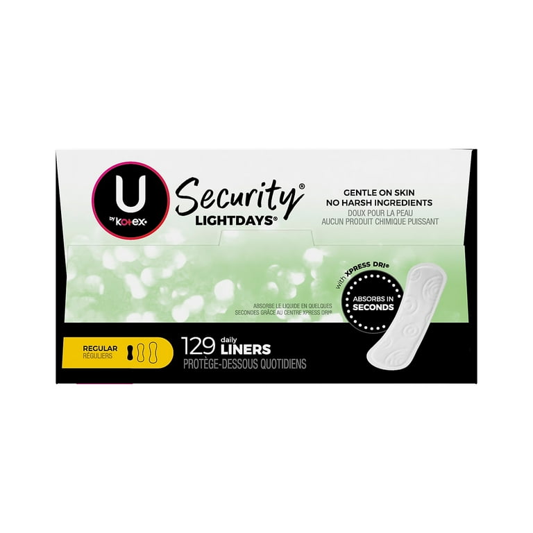 U by Kotex Security Lightdays Liners, Unscented, 129/Pack U by Kotex Security Lightdays Liners, Unscented, 129/Pack