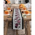 thumbnail image 4 of Halloween Horrific Skull Table Runner 13x72 Inch,Purple Rose Flower Skeleton Dresser Scarves Grey Spider Web Kitchen Dining Table Decoration for Home, 4 of 4