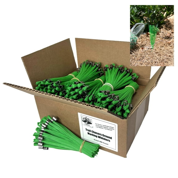 Trail Chasers Green Marking Whiskers, 6 Inch, 250 Count for Survey, Construction, Landscaping & Trail Markers