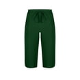 thumbnail image 6 of RYRJJ Linen Bermuda Shorts for Women Knee Length Summer Casual Elastic Waisted Shorts Side Lace Boho Bech Shorts with Pockets(Army Green,S), 6 of 9