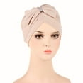 thumbnail image 2 of Babysbule Hats for Women Winter Women Solid Bowknot India Muslim Ruffle Chemo Hat Headwear Wraps Turbans Beanie Cap Headwraps, 2 of 2