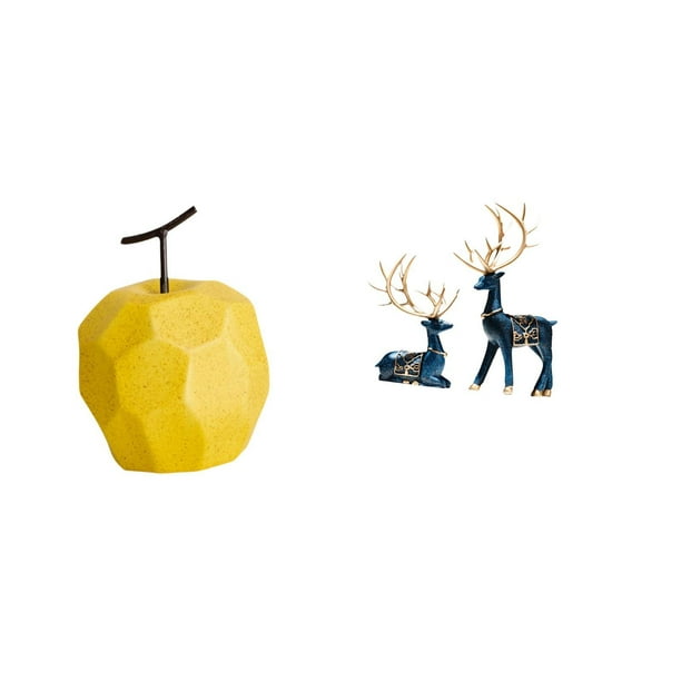 Escultura de fruta de y estatua de reno, adorno de mesa coleccionable, decoración geométrica de frutas con figuras de ciervos para festivale