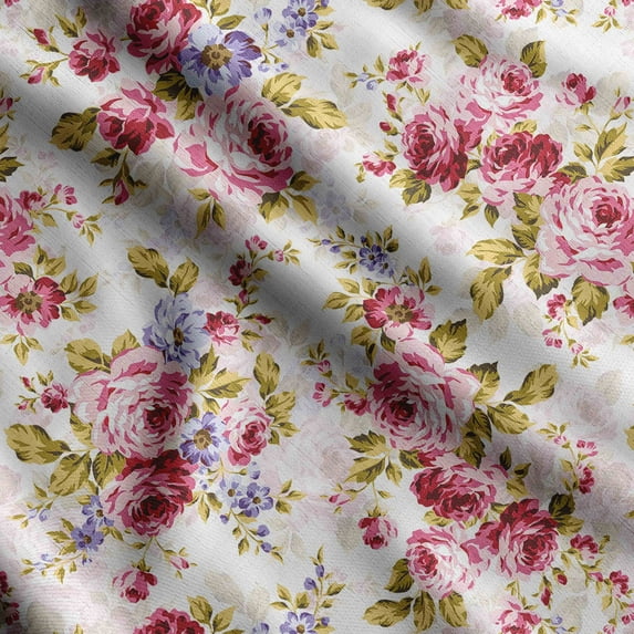 Soimoi Chinese Floral Print, Silk Fabric, Decor Sewing Fabric by The Yard 42 Inch Wide,Decorative Fabric for Shirts Suits Ties, Magenta