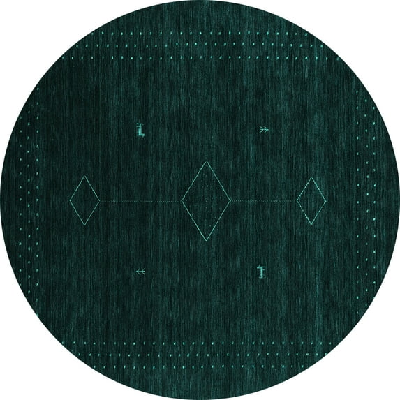 Ahgly Company Indoor Round Abstract Turquoise Blue Contemporary Area Rugs, 8' Round