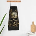 thumbnail image 3 of Uemuo Vintage Gold Leaf Skull Printed Bib Apron, Adjustable , Water and Oil Resistant, Cooking Kitchen Chef Apron for Women Men, 3 of 5
