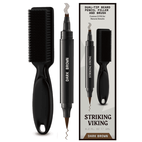 Striking Viking Beard Filler Pen Kit Dark Brown Dual Tip Beard Makeup with Brush Set