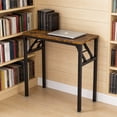 thumbnail image 2 of Ktaxon Folding Writing Computer Desk Home Office Study PC Writing Table, Brown, 2 of 9