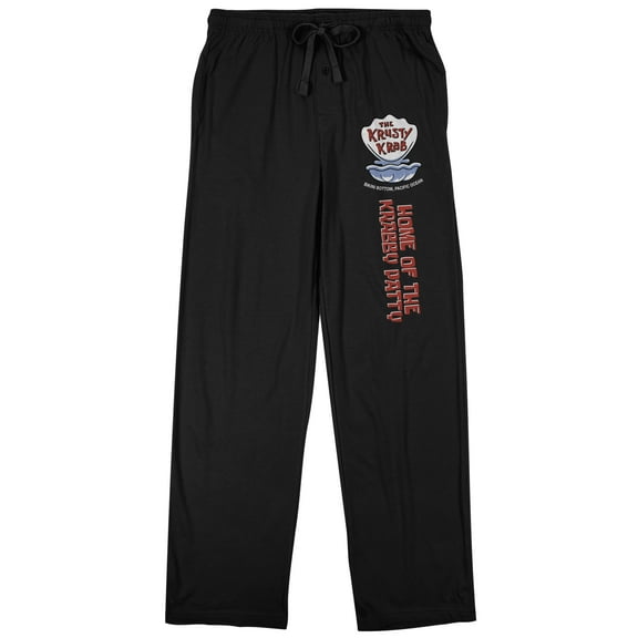 Spongebob Squarepants Krusty Krab Sign Men's Black Graphic Sleep Pajama Pants-Medium