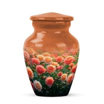JAGASY Orange Rose Funeral Urn for Siblings - Small Urns for Human Ashes Keepsake - Orange Flowers Miniature Urn for Brother - Memorial Cremation Urns for Sister - (3 Inch)