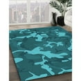 thumbnail image 3 of Ahgly Company Machine Washable Indoor Round Transitional Dark Turquoise Green Area Rugs, 3' Round, 3 of 7