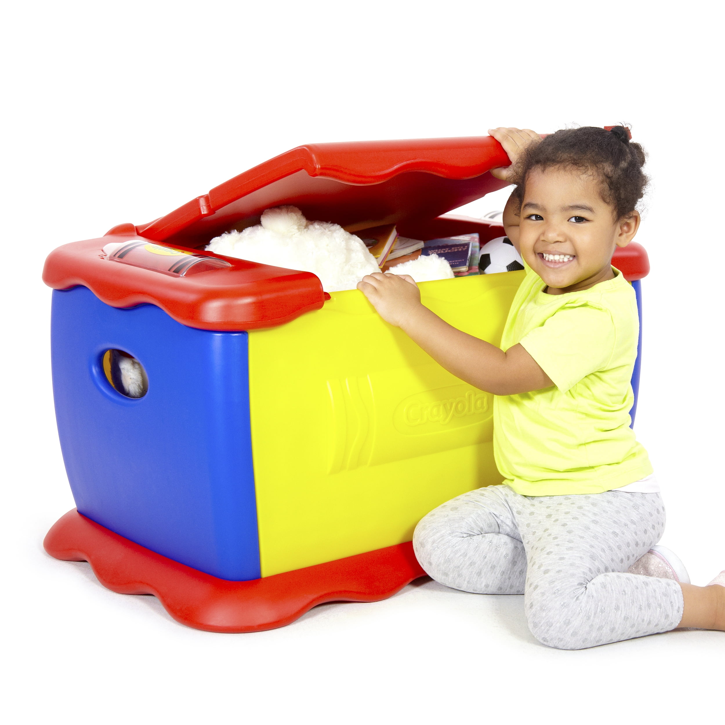 Crayola Multi-Color Flip Top Giant Toy Box with Chalkboard Surface, 50 Gallon Storage Capacity