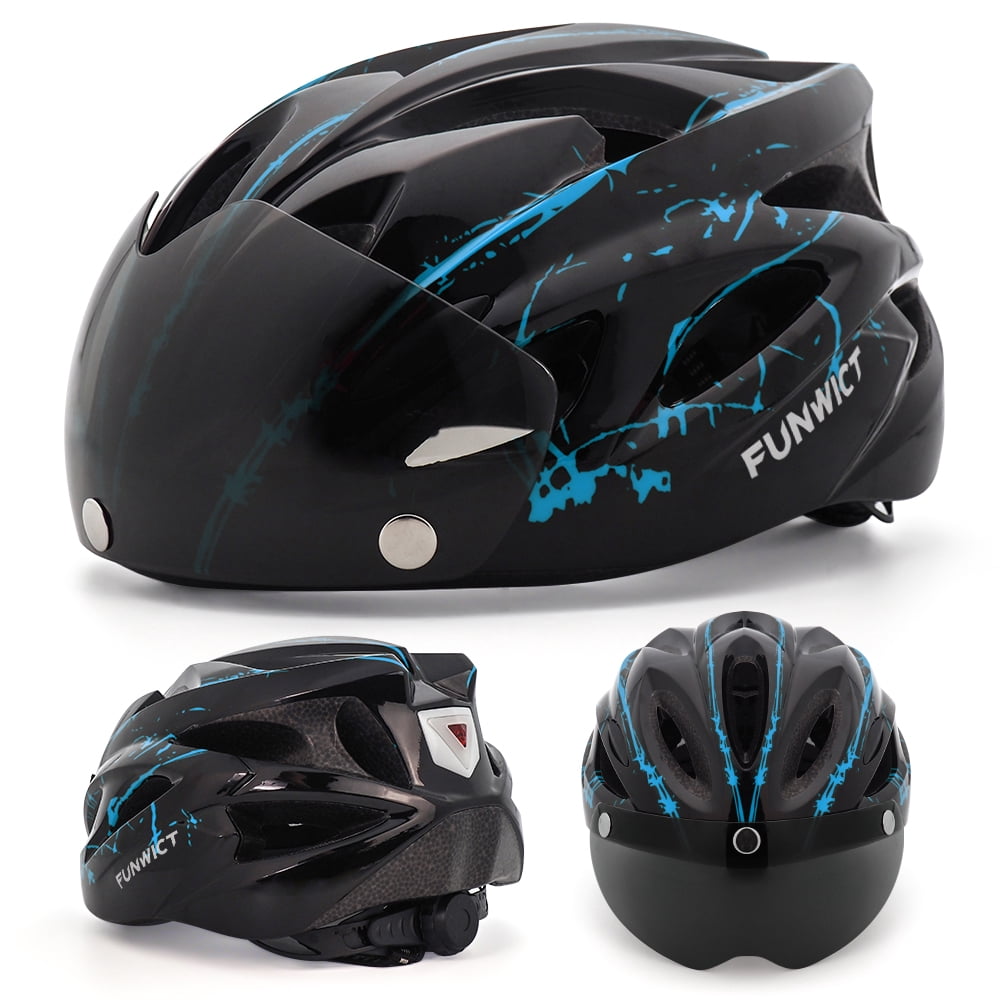 FUNWICT Bicycle Helmet with Light and Magnetic Goggles Lightweight Bike Helmet for Adult Men Women