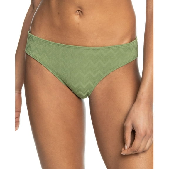 Juniors' Current Coolness Textured Hipster Bikini Bottoms Loden Green L