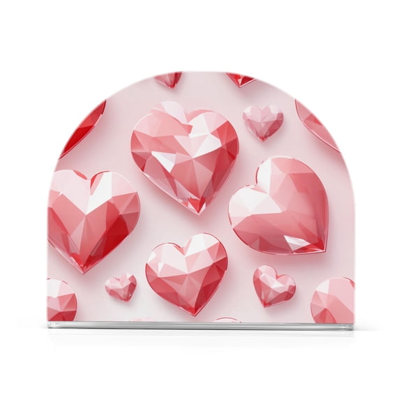 Valentine's Day Heart Diamond Napkin Holder for Table Clear Napkin Stand Paper Holder Acrylic Organizer Dispenser Napkins for Dinner Kitchen Restaurant Room