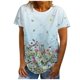 thumbnail image 1 of Moda Mujer Causal Rounk Cuello Impresión Blusa Manga Corta Camiseta Verano Tops Fridja bn5528, 1 of 5