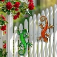 thumbnail image 2 of Metal Gecko Wall Art- 15 Inch Lizard Outdoor Decor Hanging Glass Sculpture, 2 Pack Gecko Wall Art Decorations for Garden Fence Home (Green&Orange), 2 of 8