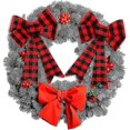 thumbnail image 4 of 6 Pieces Large Christmas Wreath Bow Buffalo Plaid Christmas Bow Pvc Plastic Bd, 4 of 5