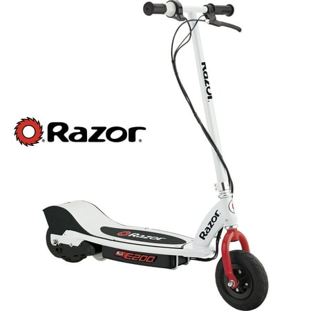Razor E200 Electric Scooter with Rear Wheel Drive - White/Red