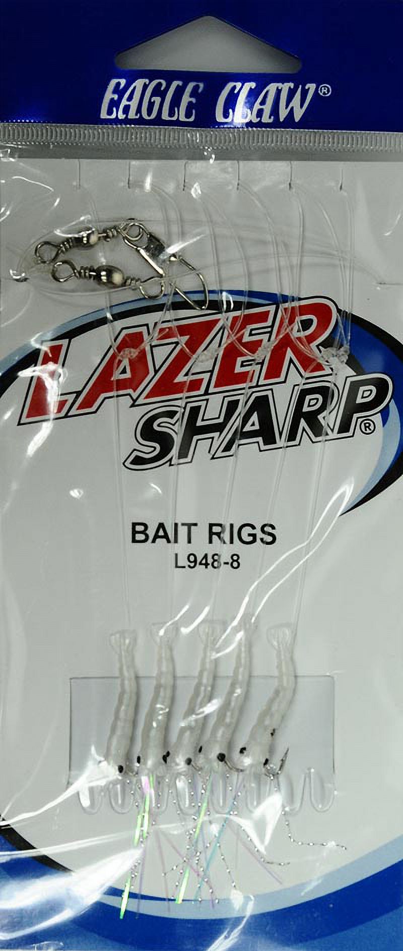 Eagle Claw Lazer Sharp Shrimp Bait Rig, White, Size 8