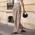 thumbnail image 7 of Only Moment Plus Size Linen Pants Women High Waisted Work Pants for Women Wide Leg High Waist Casual Lounge Pant 2026 Beach Travel Vacation Outfits Beige,L, 7 of 7