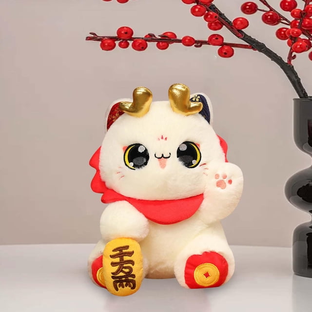 Decoración de gato de año Nuevo Chino, Chinchilla, Animal relleno, regalo de cumpleaños, juguete para gato, muñeca para Festival de Primavera para