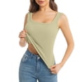 thumbnail image 2 of ChoXxx Women's Built In Bra Tank for Workout Dressy Slim Fit Ribbed Padded Camisole Green M, 2 of 5