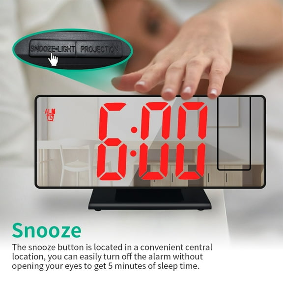 sruoe Alarm Clock, Clock Alarm Bedside, Clock Alarm Digital, Alarm Clocks for Bedrooms, Small Alarm Clock, Vibrating Alarm Clock, Projection Rectangular, Plastic
