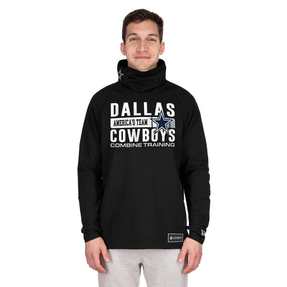 Men's New Era Black Dallas Cowboys Functional Fandom Balaclava Helmet Stripe Tri-Blend Hoodie