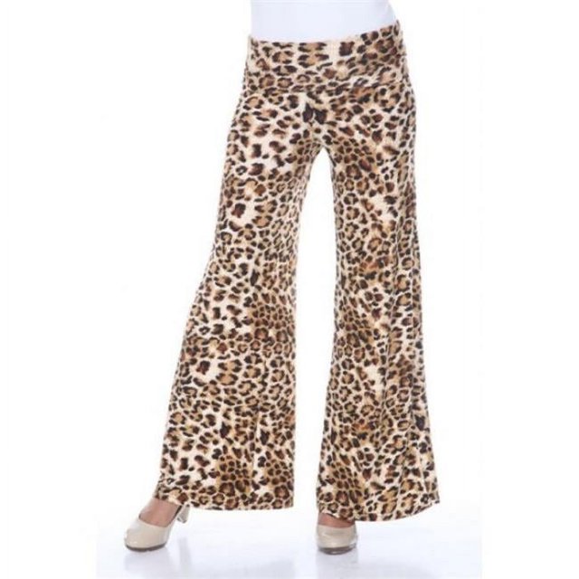 White Mark Printed Palazzo Pants- 95-Brown Cheetah - Small