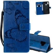 EMAXELER Motorola Moto E7 Case Shockproof PU Leather Retro 3D Butterfly Embossed Wallet Flip Case Magnetic Stand