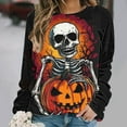 thumbnail image 2 of DOSUKRAI Sweatshirt Halloween for Women Graphic Sweatshirts Long Sleeve Crew Neck Pullover Fall Lightweight Sweater Tops 2025 Multicolor,L, 2 of 6