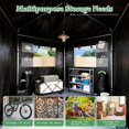 thumbnail image 5 of Jocisland 9.7x10.2x8.4 FT Black Pentagonal Storage Shed with Large PVC Windows, Heavy Duty Portable Shed with Mesh & PE Storage Pockets, Top Hooks, Patio, Lawn, Garden, 5 of 8