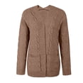 thumbnail image 2 of Women's Open Front Cardigan Sweaters Fall Fashion Casual Knit Chunky Winter Clothing Outerwear Coats Comfortable Ribbed Women's Solid Color Sweater Top Loose Sweater Cardigan Coat, 2 of 4