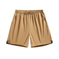 thumbnail image 2 of Mens Shorts Elastic-Waist Drawstring Solid-Color Loose Casual Pocket Short Gold M, 2 of 5