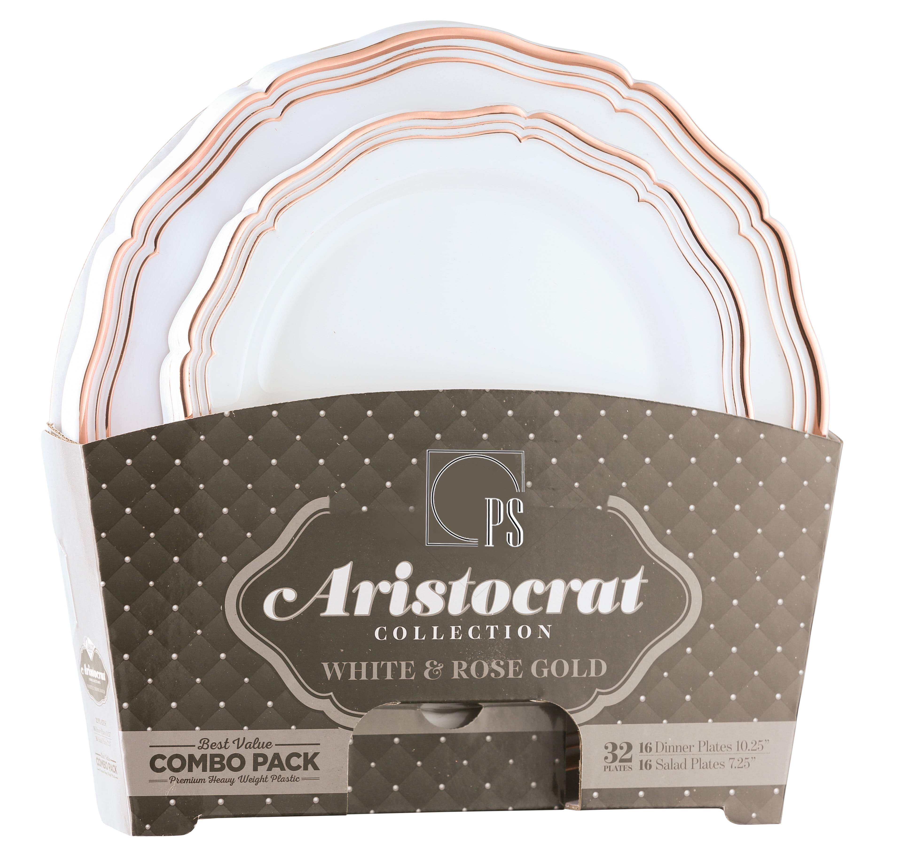 Rose Gold Plastic Plates White Disposable Plates with