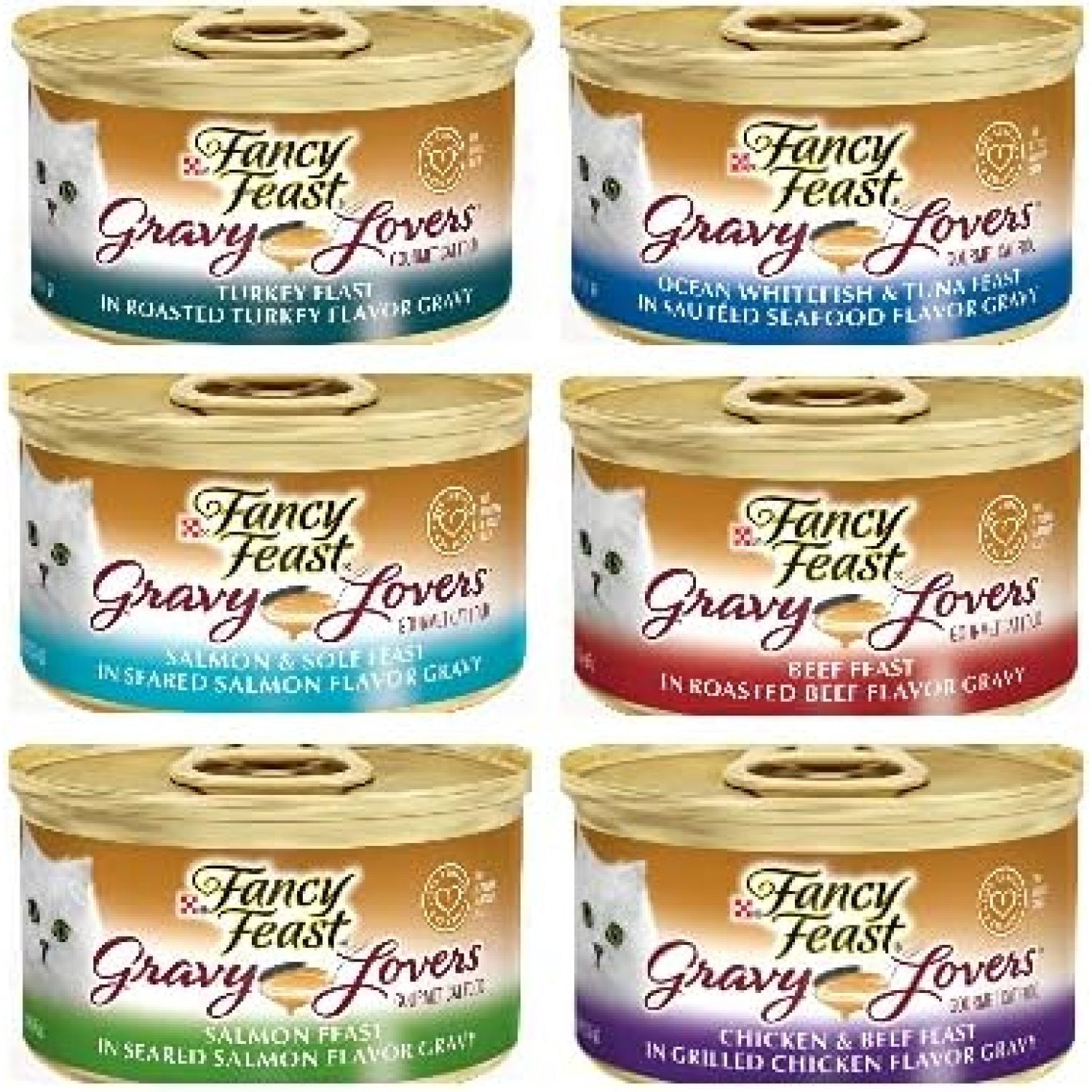 Fancy Feast Gravy Lovers Bundle, 4 Turkey, 4 Ocean Whitefish, 4 Salmon & Sole, 4 Beef, 4 Salmon