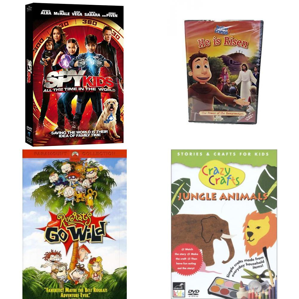 Children's 4 Pack DVD Bundle: Spy Kids 4: All The Time In The World,  Brother Francis - He is Risen: The Power of the Resurrection, Rugrats Go  Wild, Crazy Crafts: Jungle Animals 