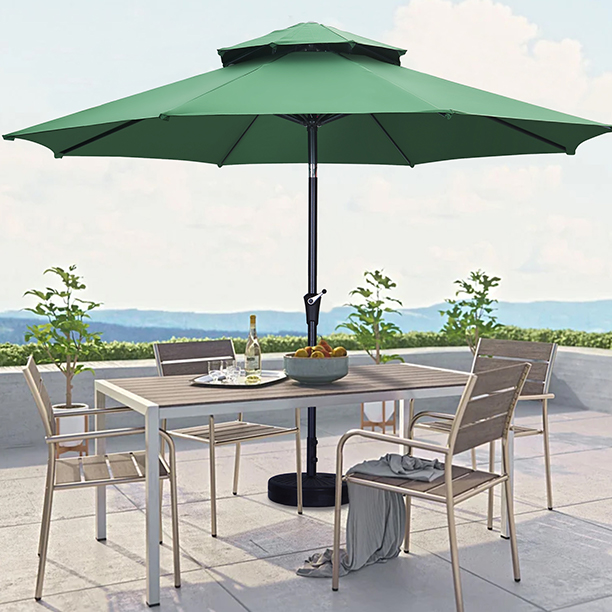 Autlaycil Patio Umbrella 11FT 2Tier Market Umbrella Outdoor Table Umbrellas with Base and Crank