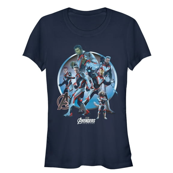 Junior's Marvel Avengers: Endgame Heroic Circle  Graphic Tee Navy Blue X Large